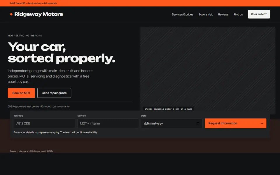 Automotive website design preview