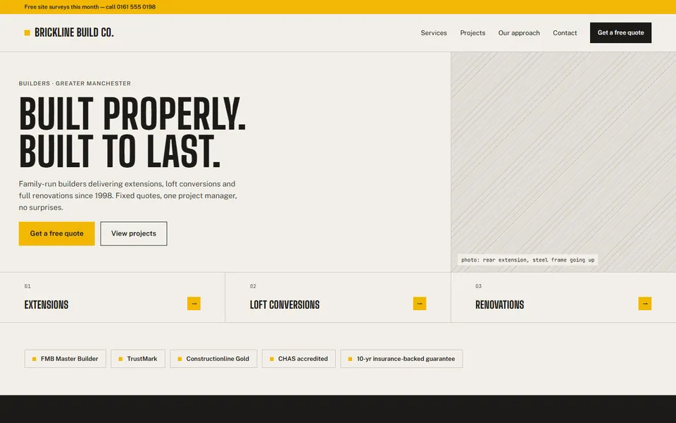 Building & Construction website design preview
