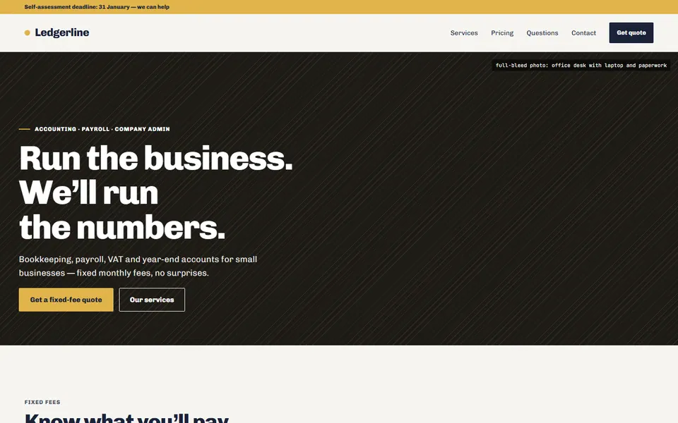 Business Services website design preview