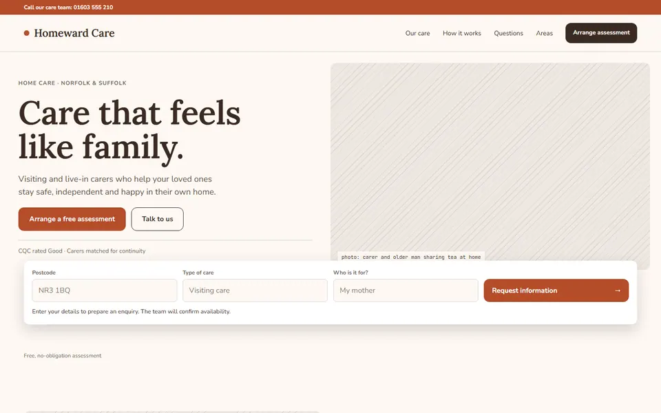 Care & Support website design preview