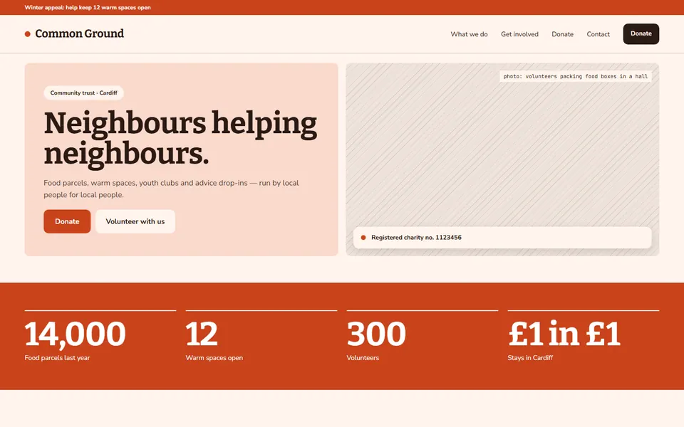 Charities & Community website design preview