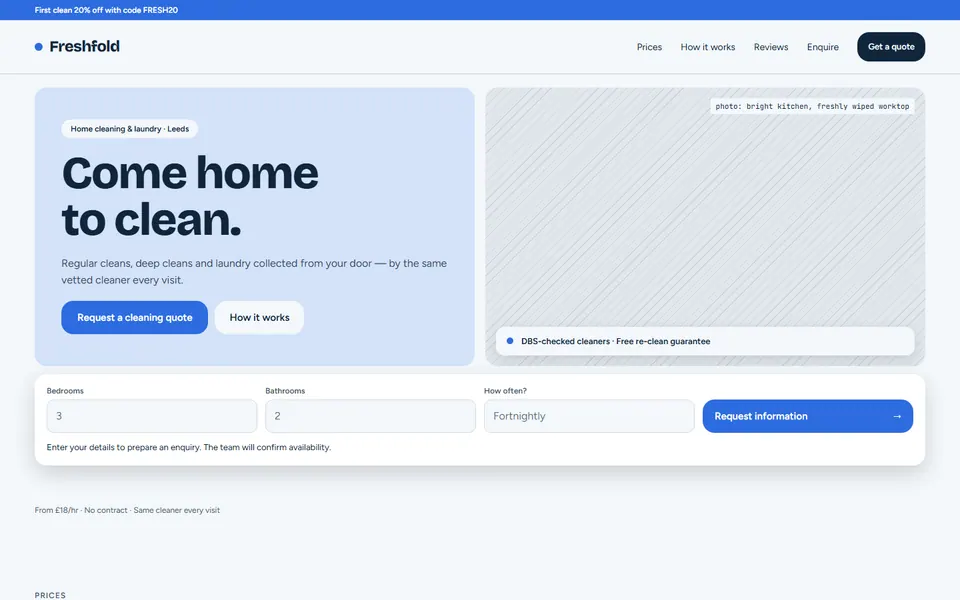 Cleaning & Laundry website design preview