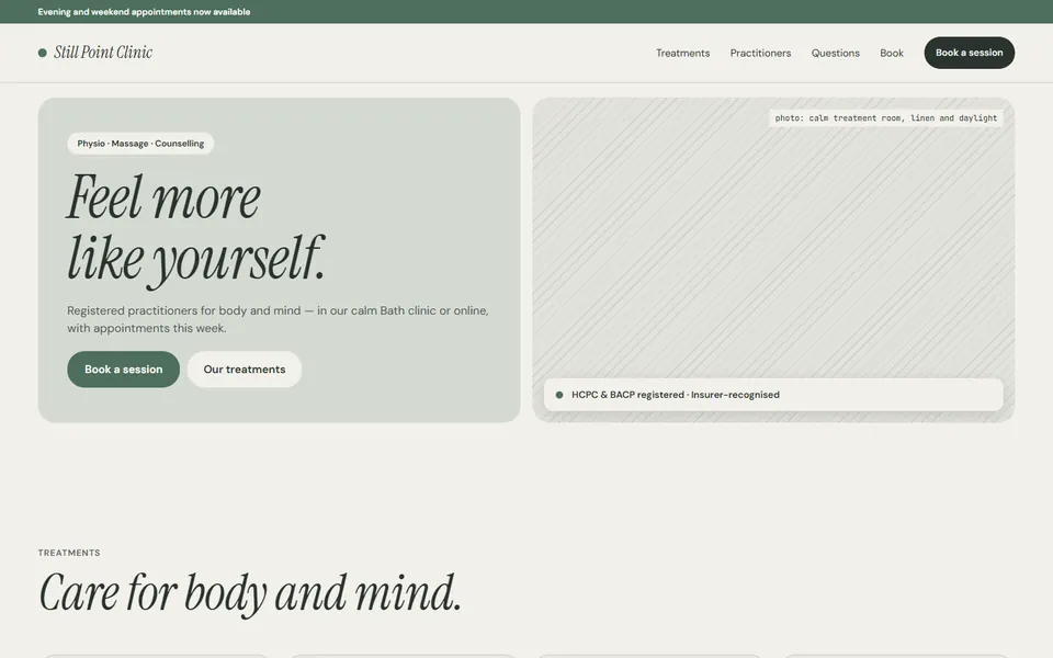 Health & Wellbeing website design preview