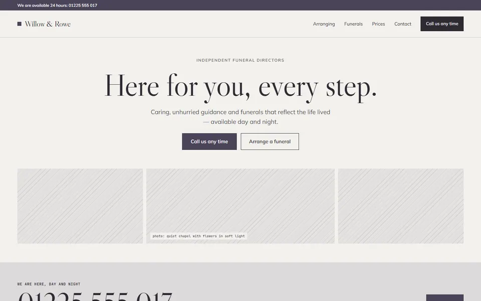Personal & Funeral Services website design preview