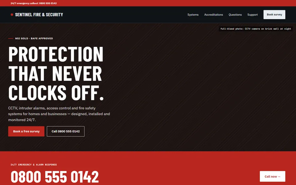 Security & Fire Safety website design preview