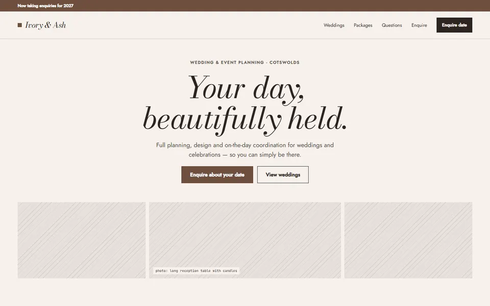 Weddings & Events website design preview